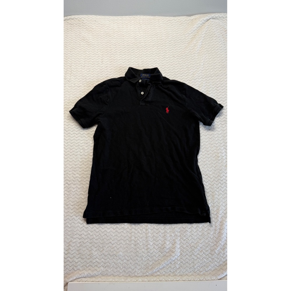 Polo Ralph Lauren Mens Classic Fit Black Short Sleeve Polo Shirt Red Pony Small